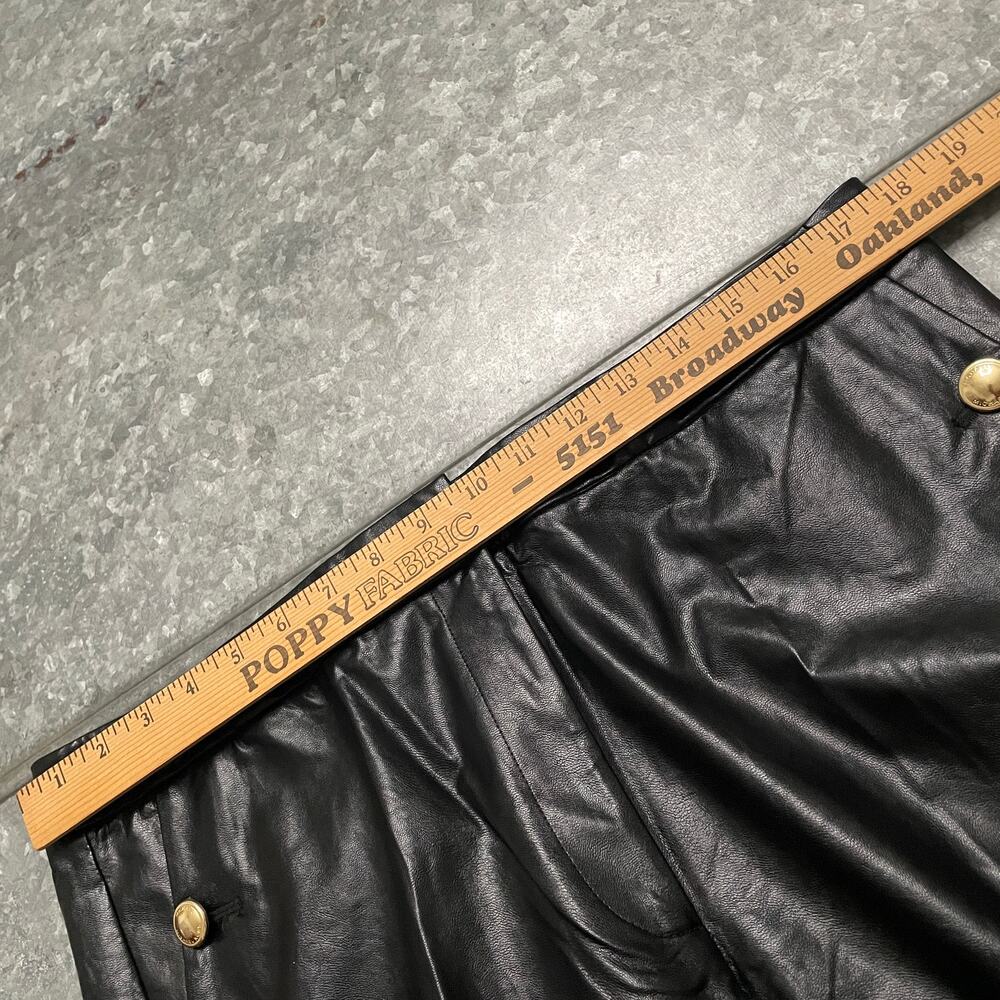 NWOT Michael Kors Faux Leather Pants Womens 12 Black Gold Buttons - Picture 9 of 12
